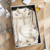 Lace Embroidery White Women Shirts Summer New O-Neck Long-Sleeved Loose Elegant Office Lady Outwear Tops